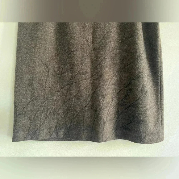 BROOKS BROTHERS Wool Slit Lined Pencil Skirt Size 14 Brown Floral Stitching - Picture 4 of 11